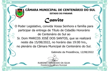 Sessão Solene para entrega de Título de Cidadão Honário