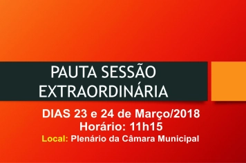 Sessões Extraordinárias - 23 e 24 de Março/2018
