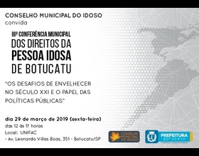 Conferência Municipal dos Direitos da Pessoa Idosa de Botucatu é nesta sexta-feira, 29