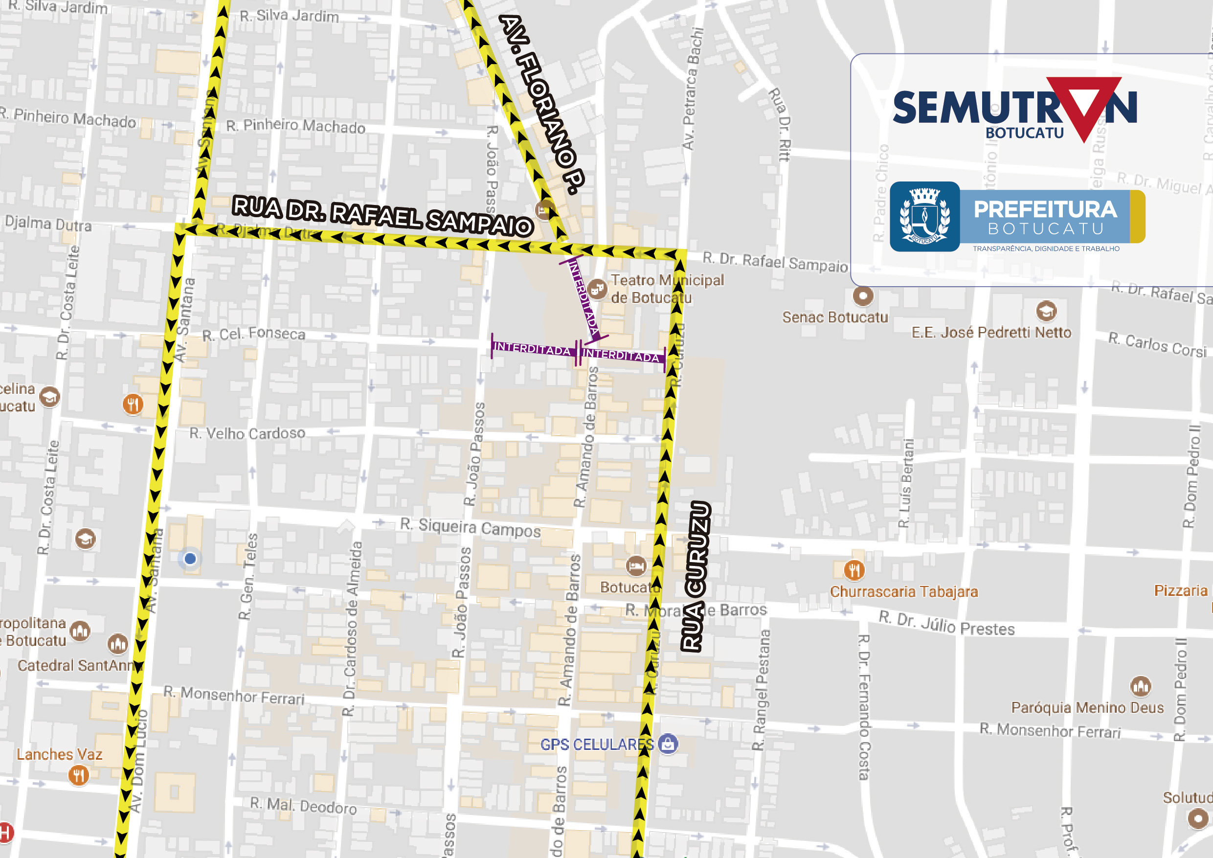ATEN. O:Região do Paratodos estará interditada na segunda-feira, 24
