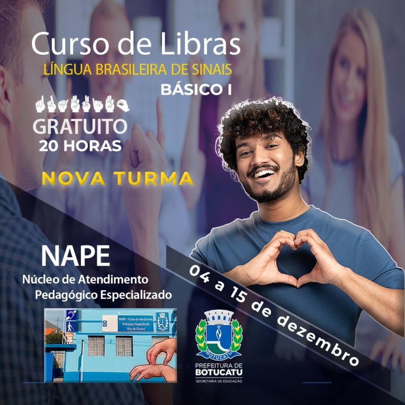 NAPE abre inscrições para mais um Curso de Libras, o último do ano de 2023